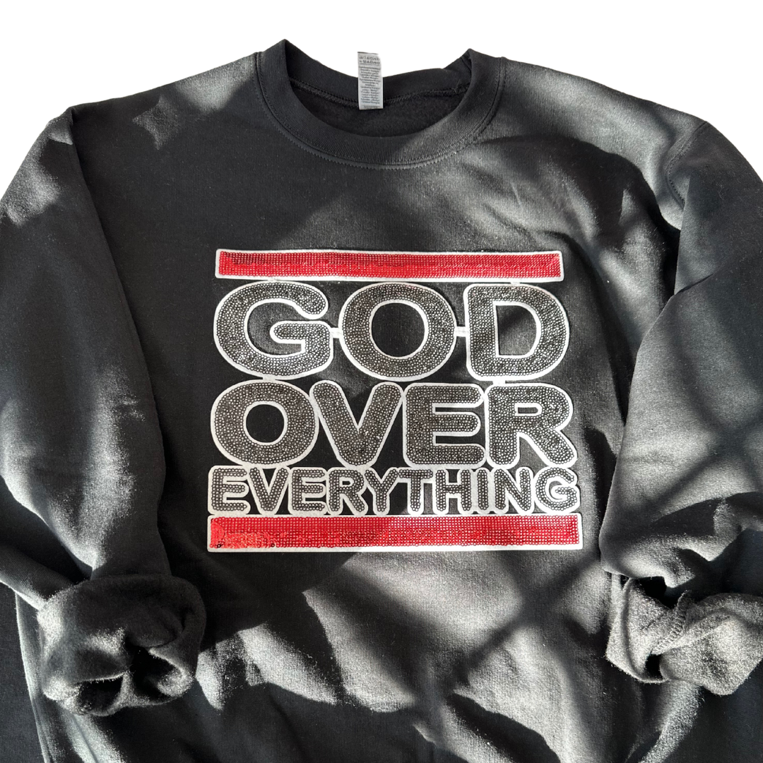God Over Everything - Sequin Unisex Crewneck Sweatshirt