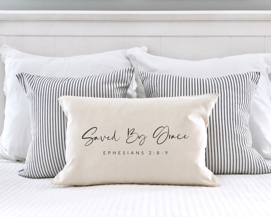 Saved by Grace - 12 x 18 Natural Pillow Cover